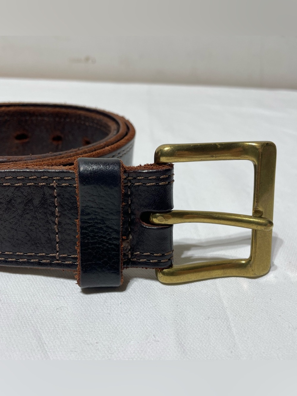 Allen Edmonds Leather Belt Men’s 41 Dark Brown Brass USA Made - Picture 2 of 16